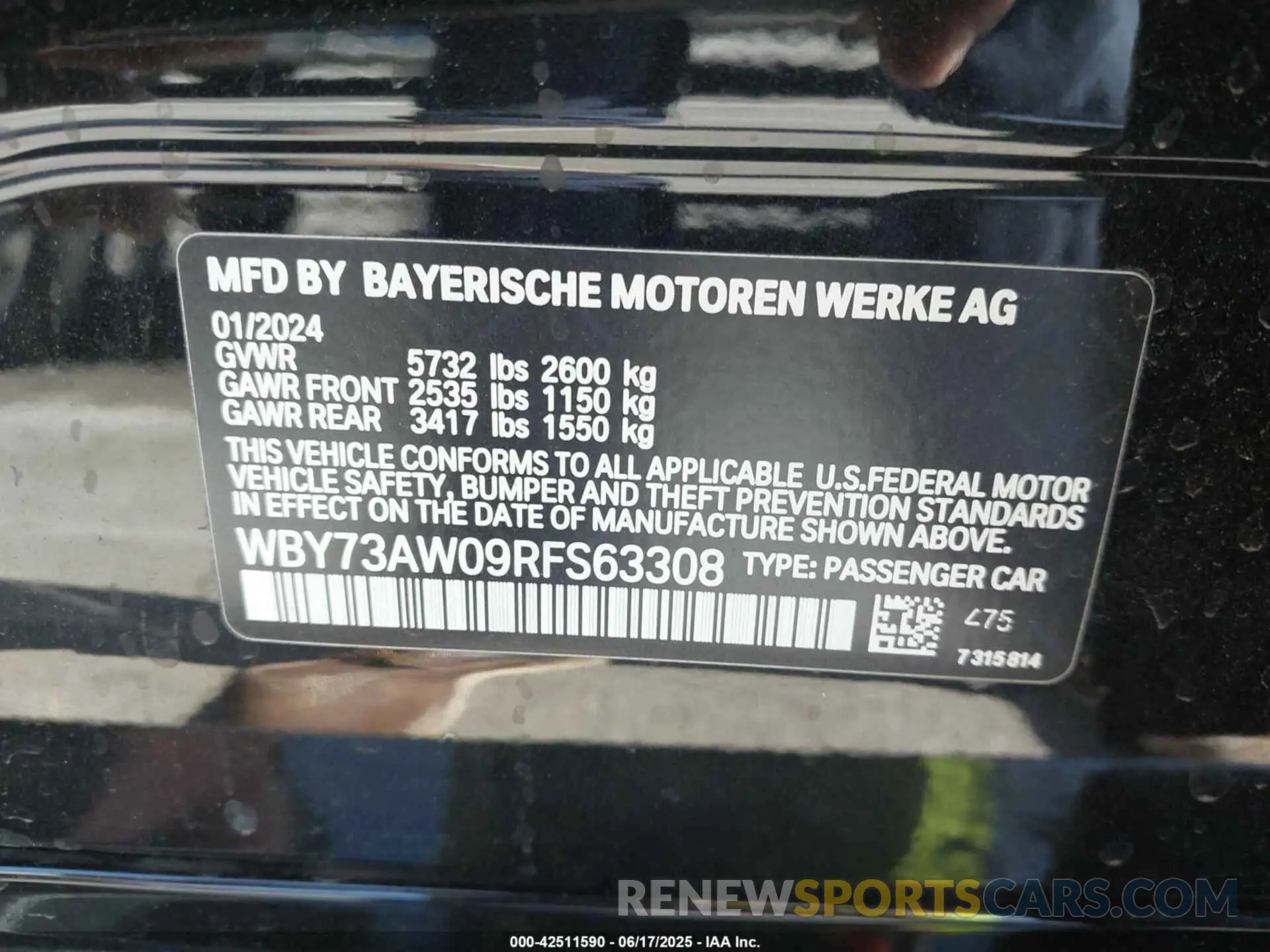 9 fotografías del automóvil dañado WBY73AW09RFS63308 BMW I4 2024