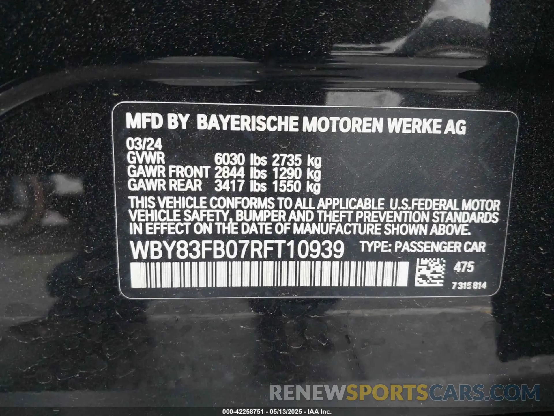 9 fotografías del automóvil dañado WBY83FB07RFT10939 BMW I4 2024