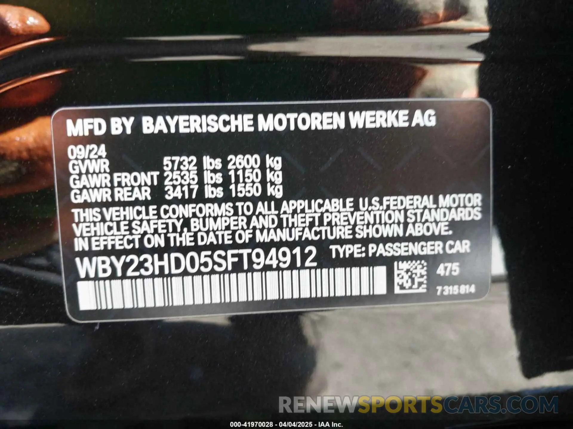 9 fotografías del automóvil dañado WBY23HD05SFT94912 BMW I4 2025