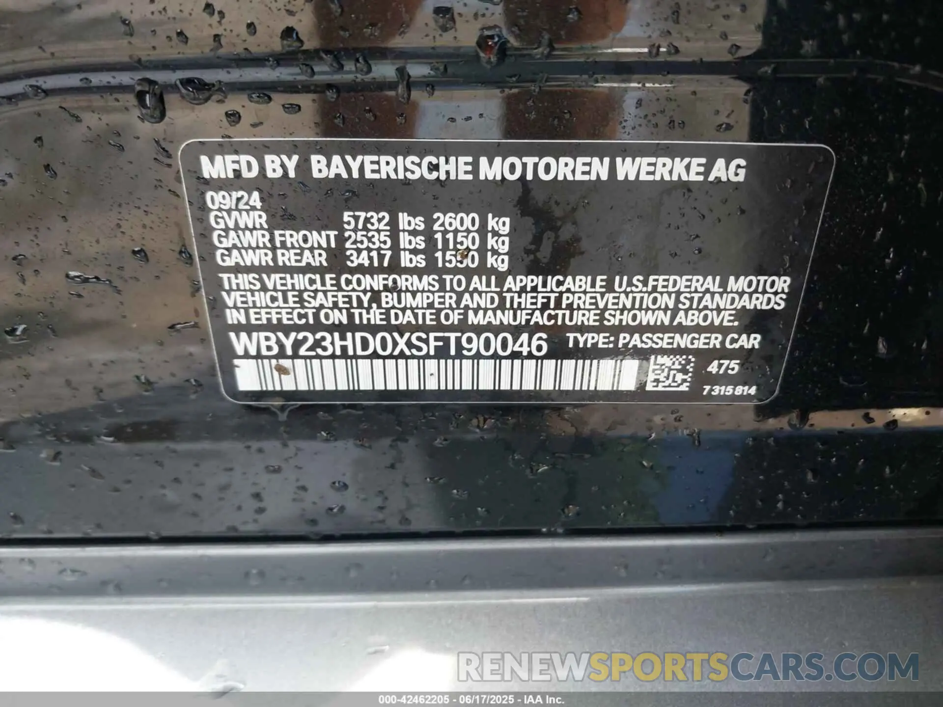 9 fotografías del automóvil dañado WBY23HD0XSFT90046 BMW I4 2025