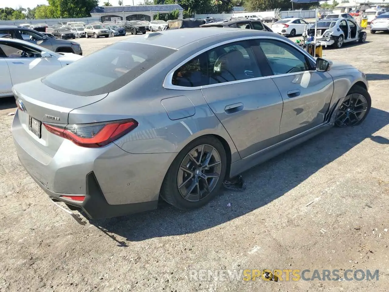 3 fotografías del automóvil dañado WBY43AW0XPFP52543 BMW I4 EDRIVE 2023