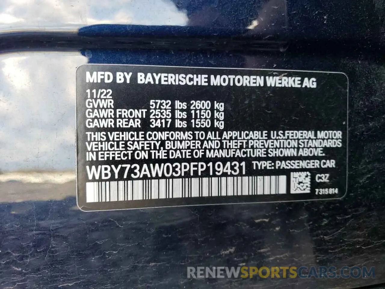 14 fotografías del automóvil dañado WBY73AW03PFP19431 BMW I4 EDRIVE 2023