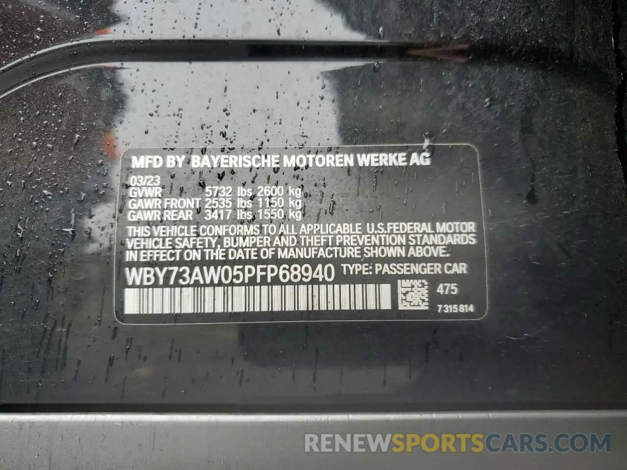 13 fotografías del automóvil dañado WBY73AW05PFP68940 BMW I4 EDRIVE 2023