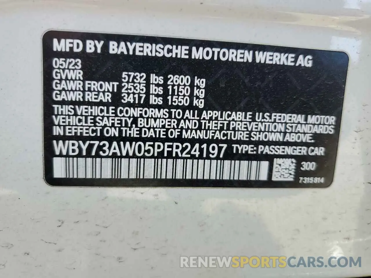 12 fotografías del automóvil dañado WBY73AW05PFR24197 BMW I4 EDRIVE 2023