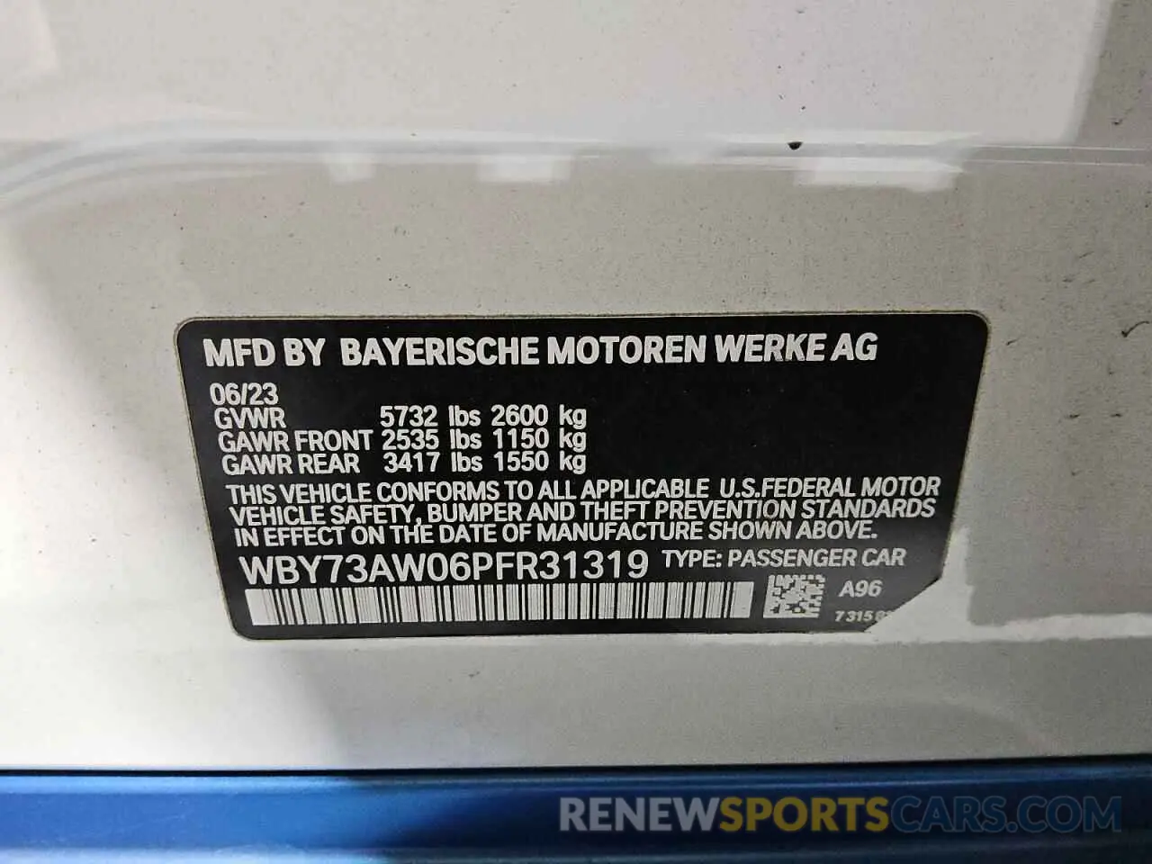 13 fotografías del automóvil dañado WBY73AW06PFR31319 BMW I4 EDRIVE 2023