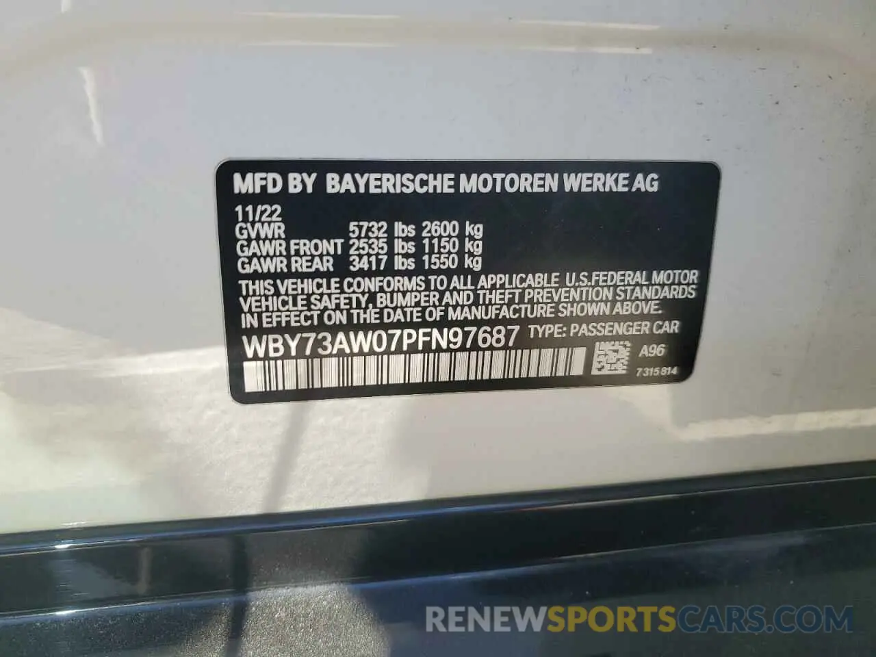 12 fotografías del automóvil dañado WBY73AW07PFN97687 BMW I4 EDRIVE 2023
