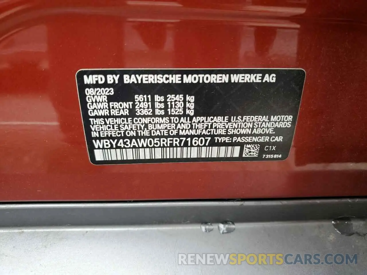 13 fotografías del automóvil dañado WBY43AW05RFR71607 BMW I4 EDRIVE 2024