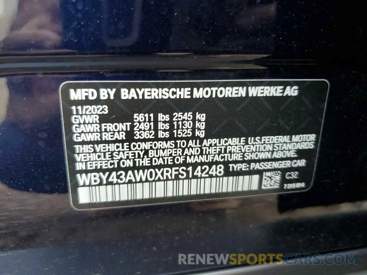 12 fotografías del automóvil dañado WBY43AW0XRFS14248 BMW I4 EDRIVE 2024