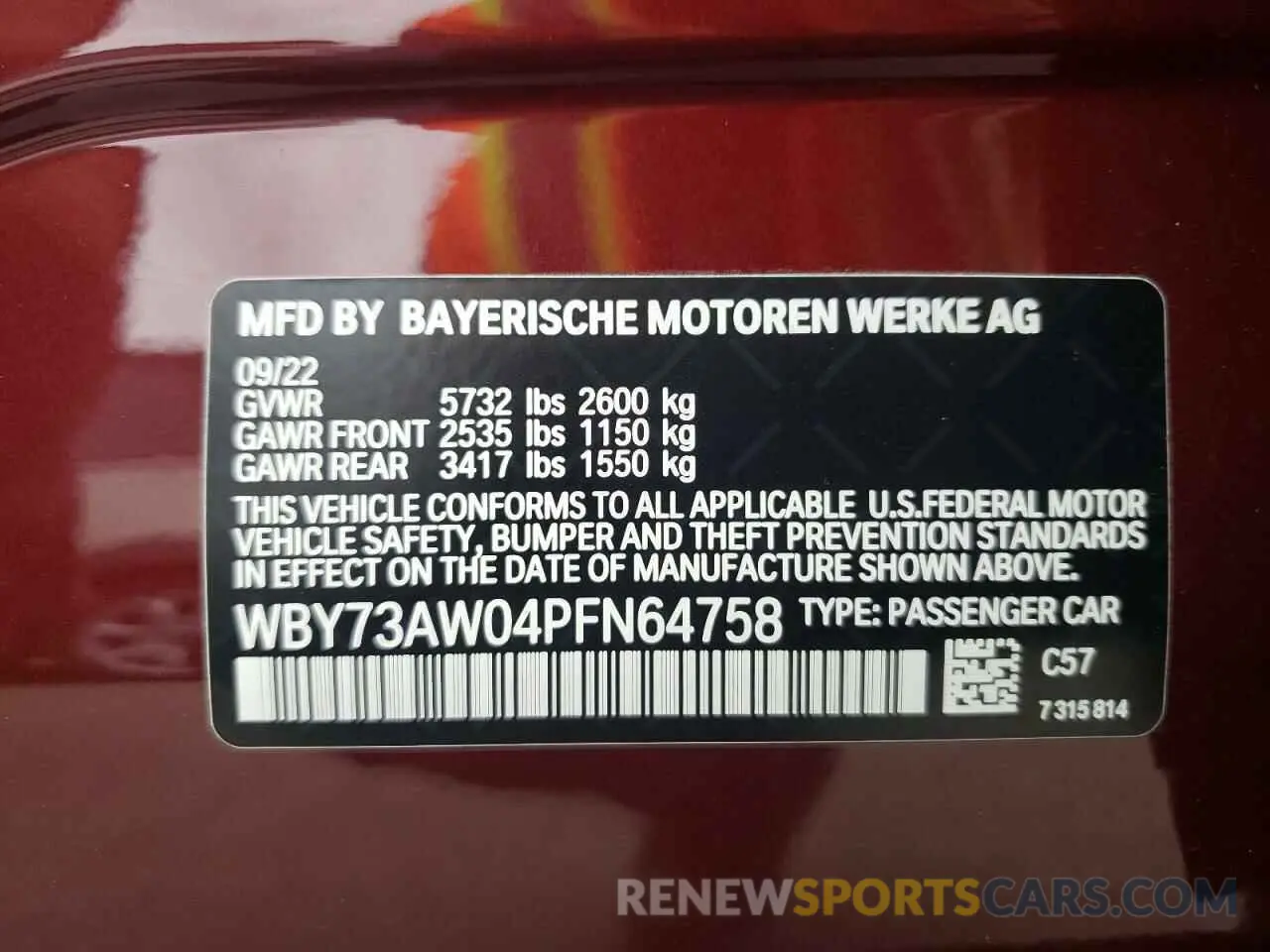 12 fotografías del automóvil dañado WBY73AW04PFN64758 BMW I4 EDRIVE4 2023
