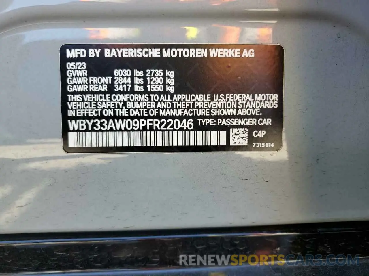12 fotografías del automóvil dañado WBY33AW09PFR22046 BMW I4 M50 2023
