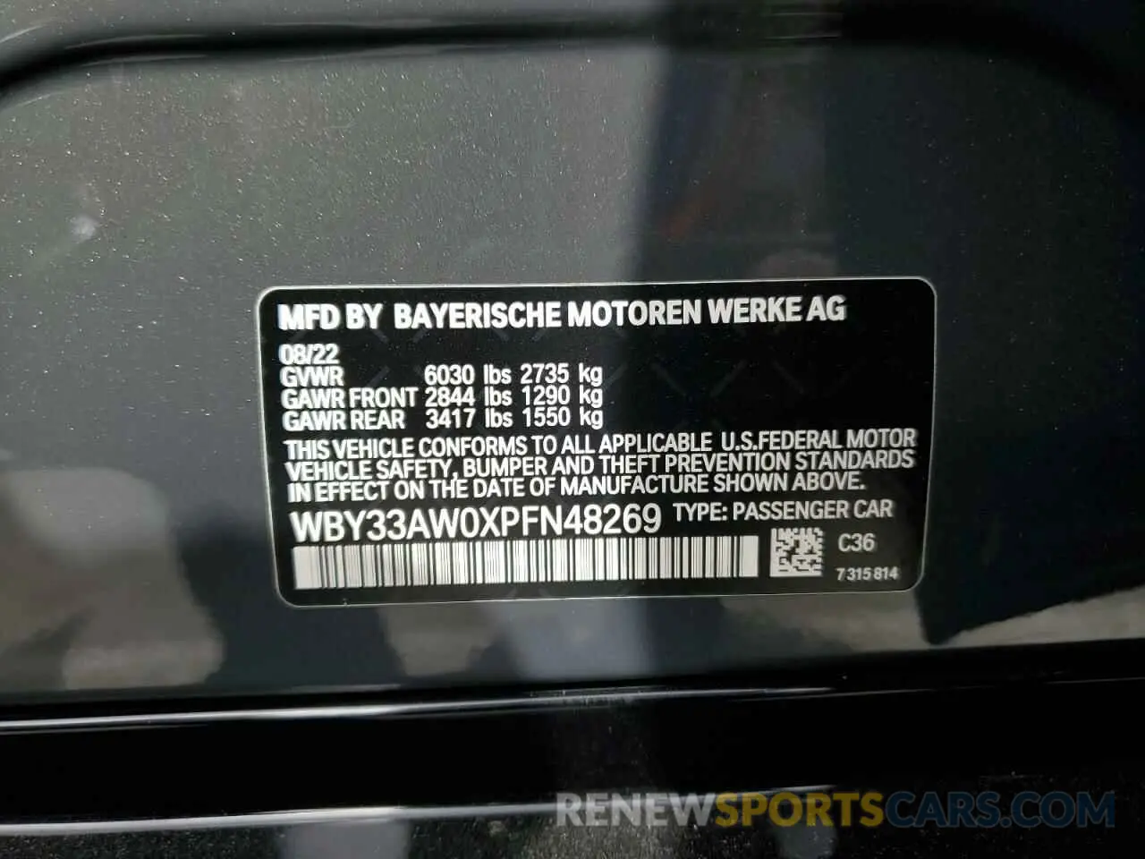 12 fotografías del automóvil dañado WBY33AW0XPFN48269 BMW I4 M50 2023
