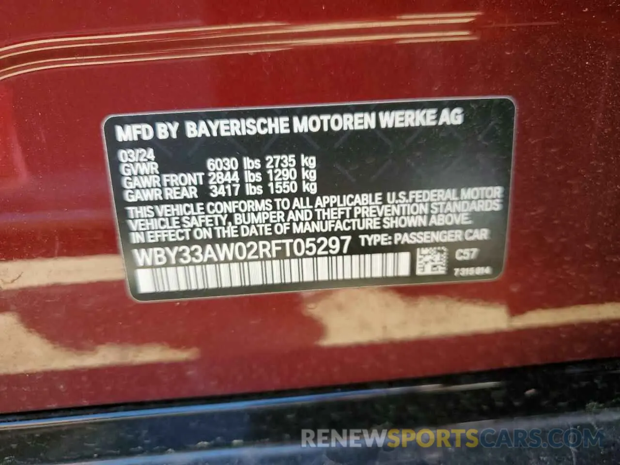 13 fotografías del automóvil dañado WBY33AW02RFT05297 BMW I4 M50 2024