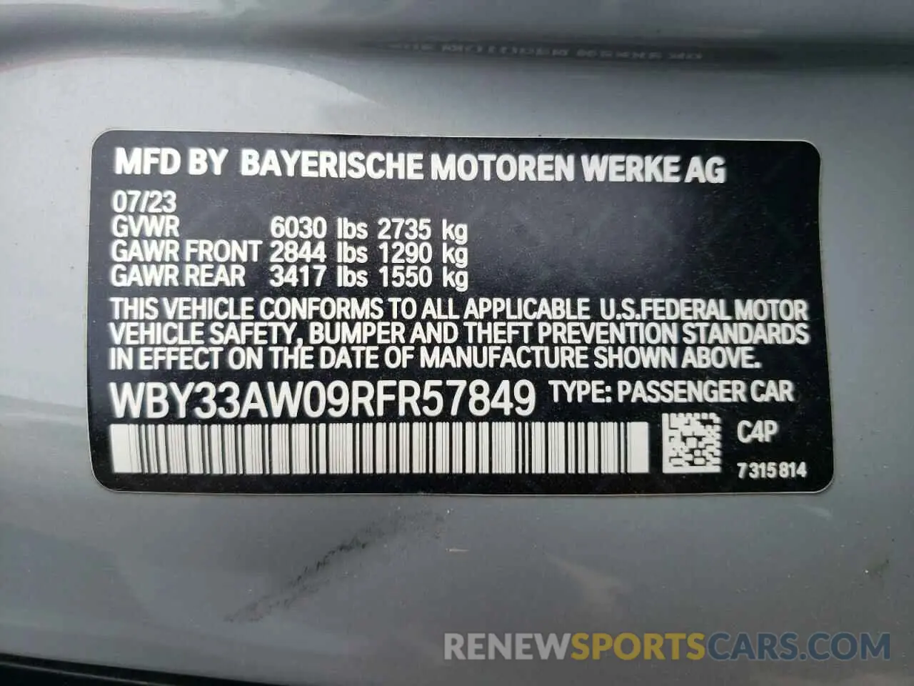 12 fotografías del automóvil dañado WBY33AW09RFR57849 BMW I4 M50 2024