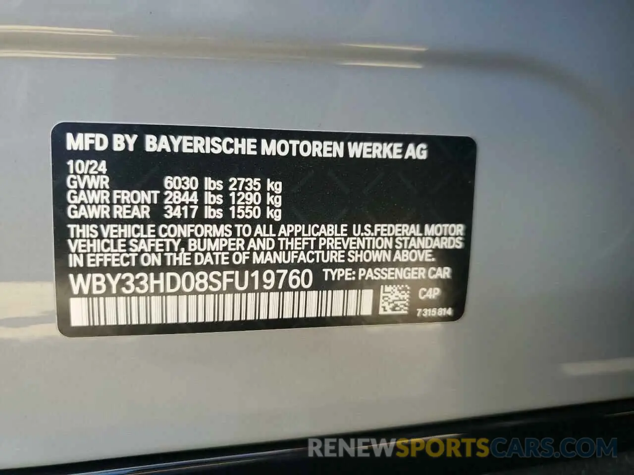 12 fotografías del automóvil dañado WBY33HD08SFU19760 BMW I4 M50 2025