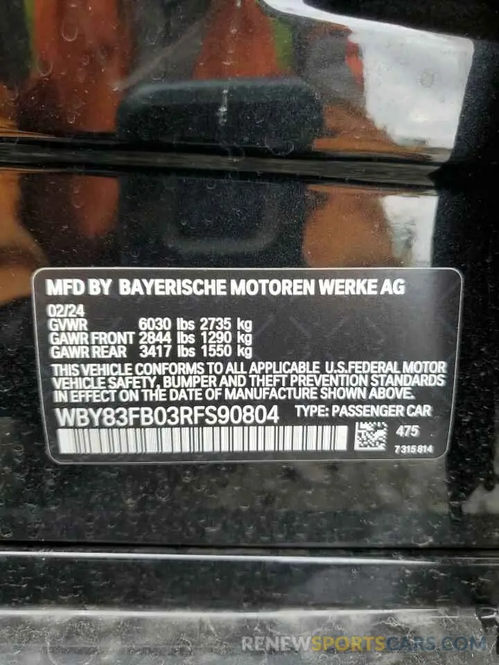 13 fotografías del automóvil dañado WBY83FB03RFS90804 BMW I4 XDRIVE 2024