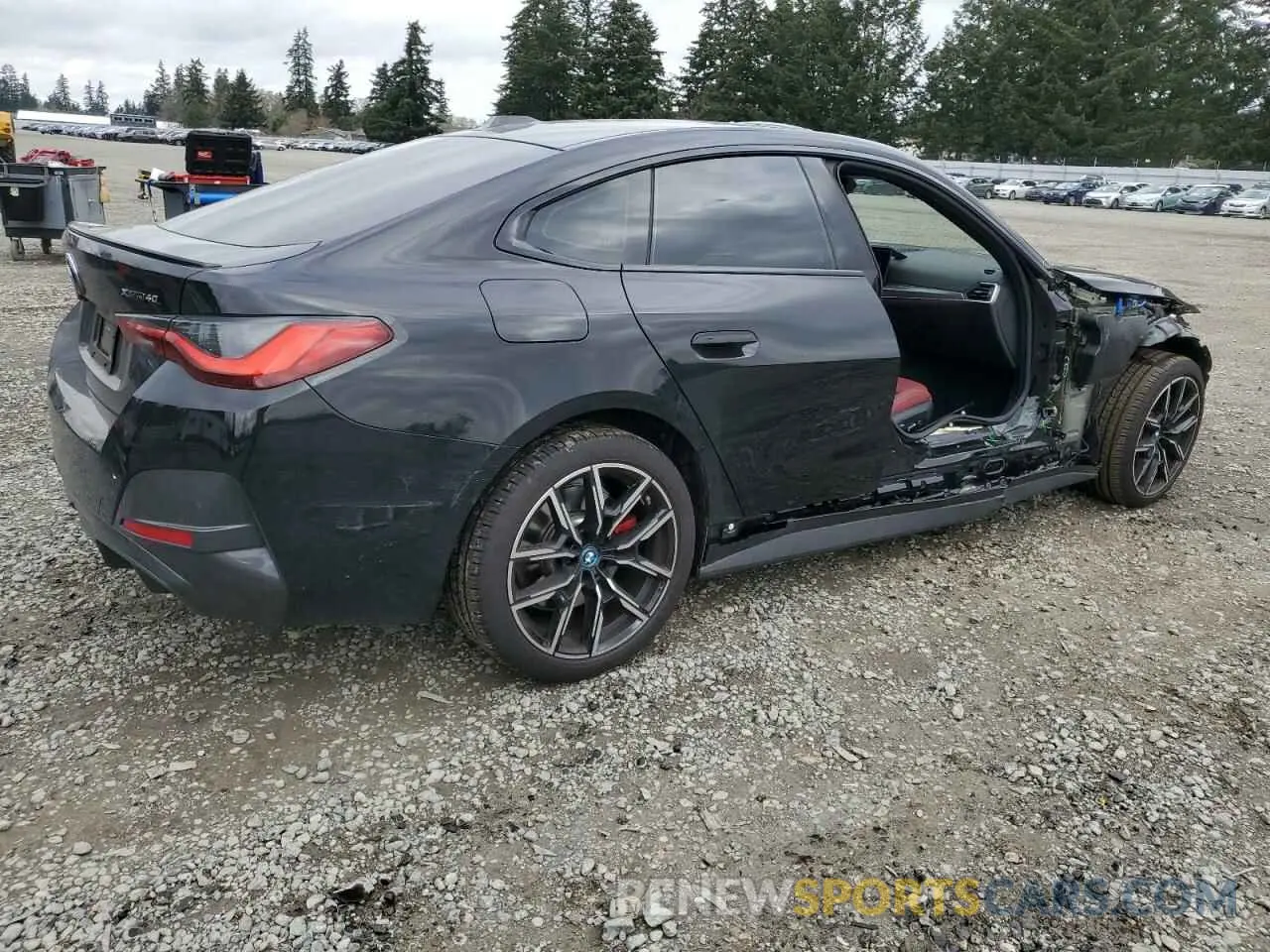3 fotografías del automóvil dañado WBY83FB03RFS90804 BMW I4 XDRIVE 2024
