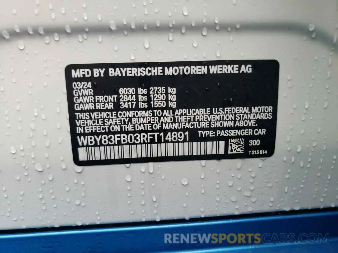 12 fotografías del automóvil dañado WBY83FB03RFT14891 BMW I4 XDRIVE 2024