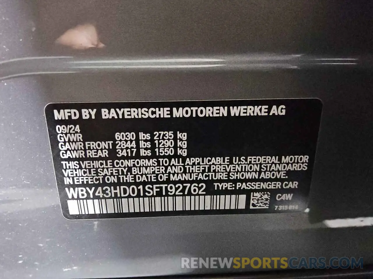 12 fotografías del automóvil dañado WBY43HD01SFT92762 BMW I4 XDRIVE 2025