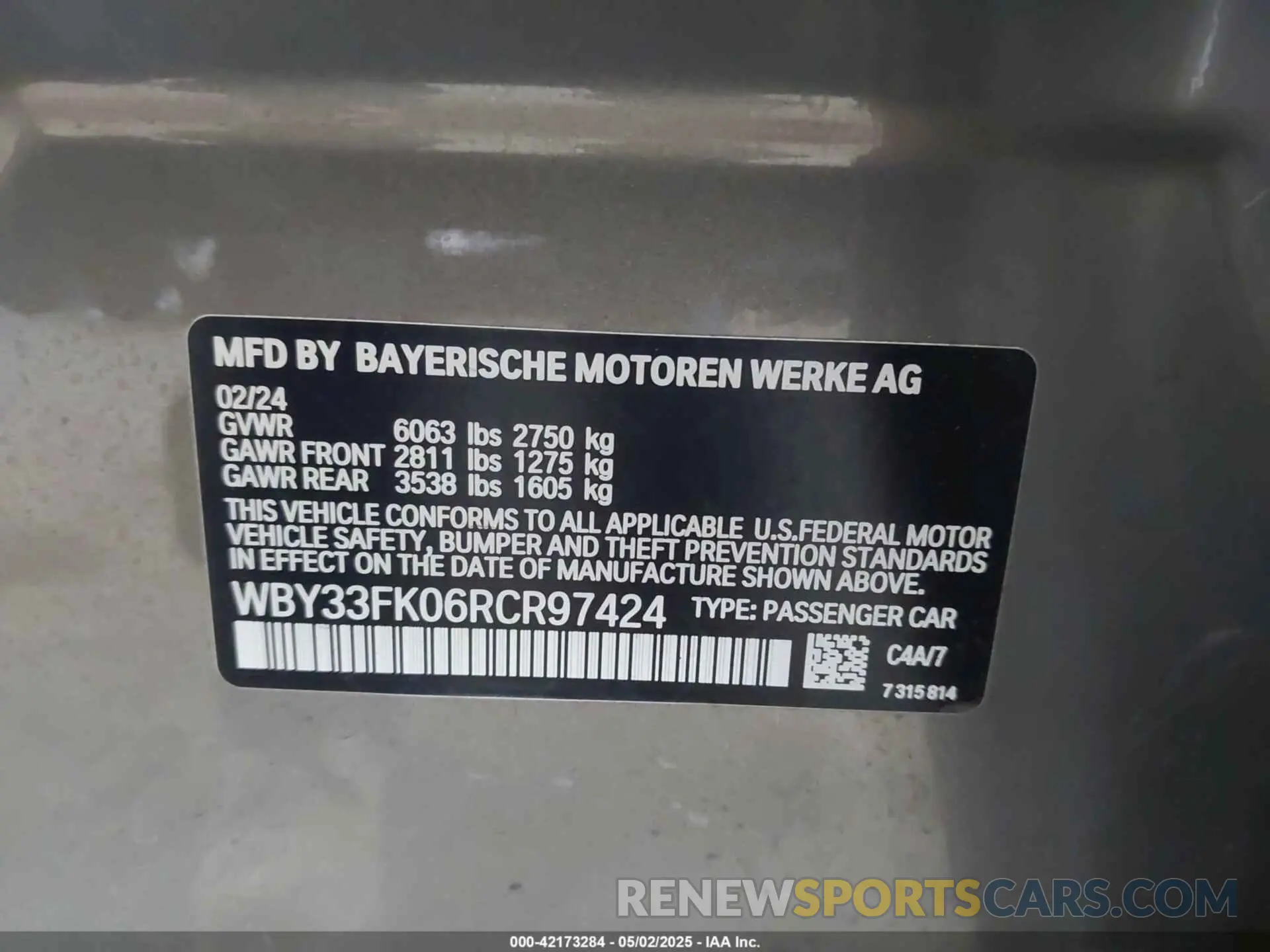 9 fotografías del automóvil dañado WBY33FK06RCR97424 BMW I5 2024