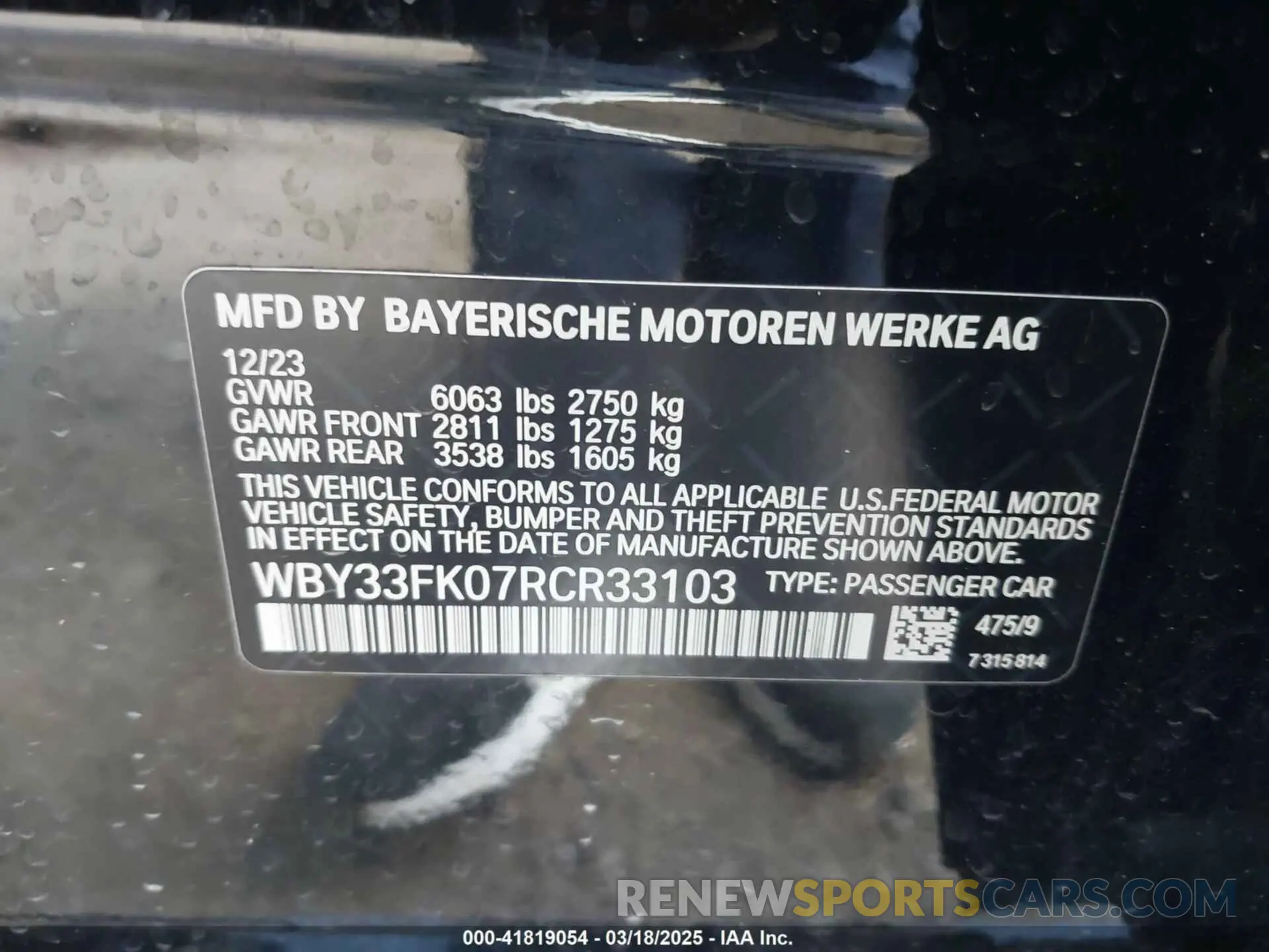 9 fotografías del automóvil dañado WBY33FK07RCR33103 BMW I5 2024
