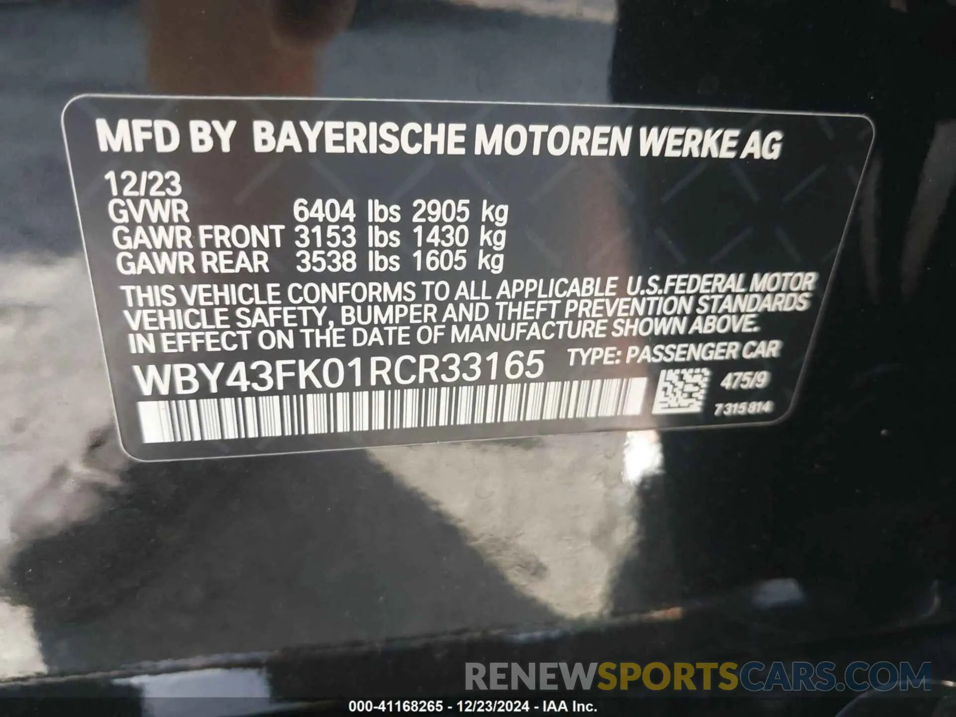 9 fotografías del automóvil dañado WBY43FK01RCR33165 BMW I5 2024