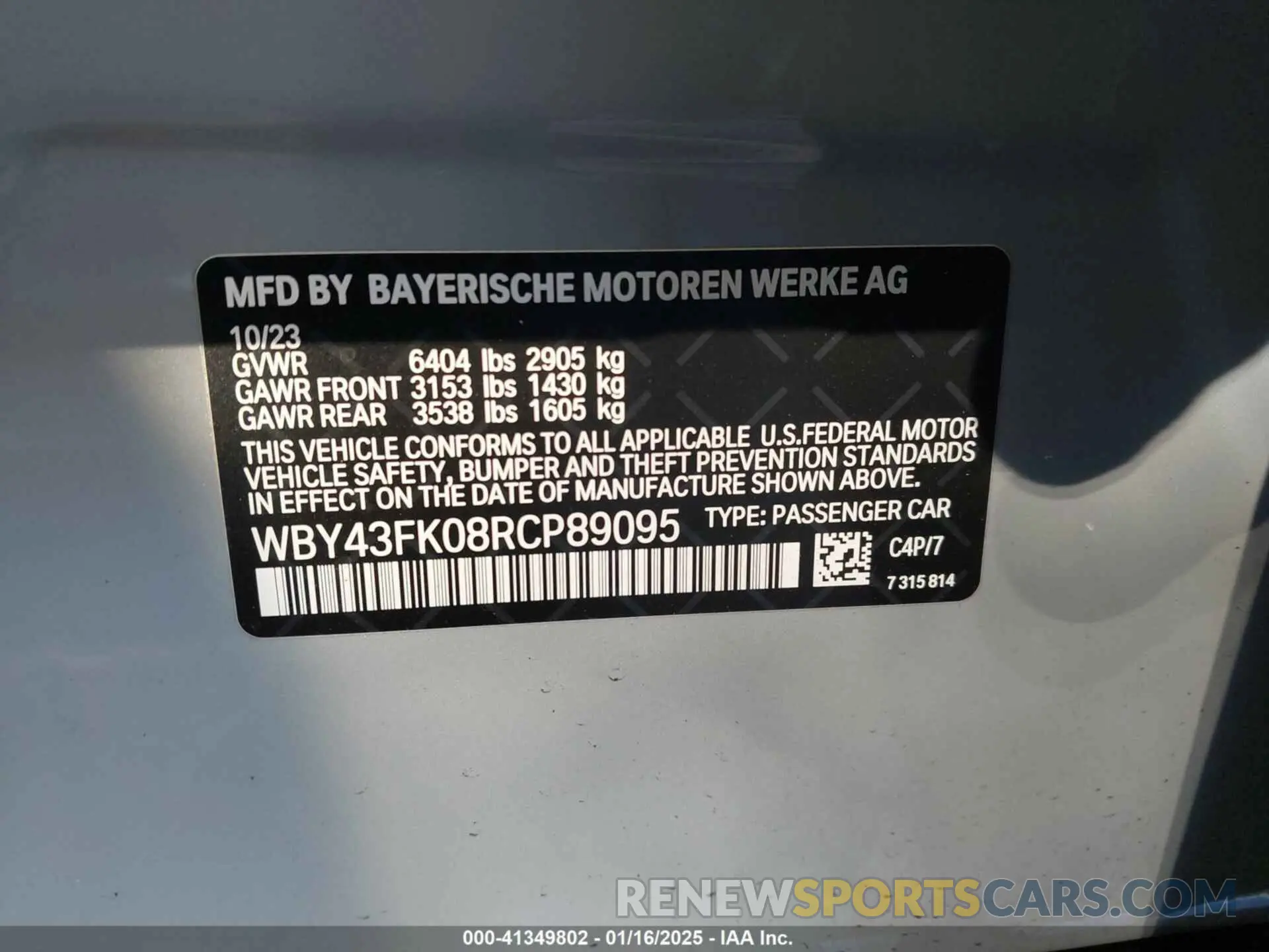 9 fotografías del automóvil dañado WBY43FK08RCP89095 BMW I5 2024