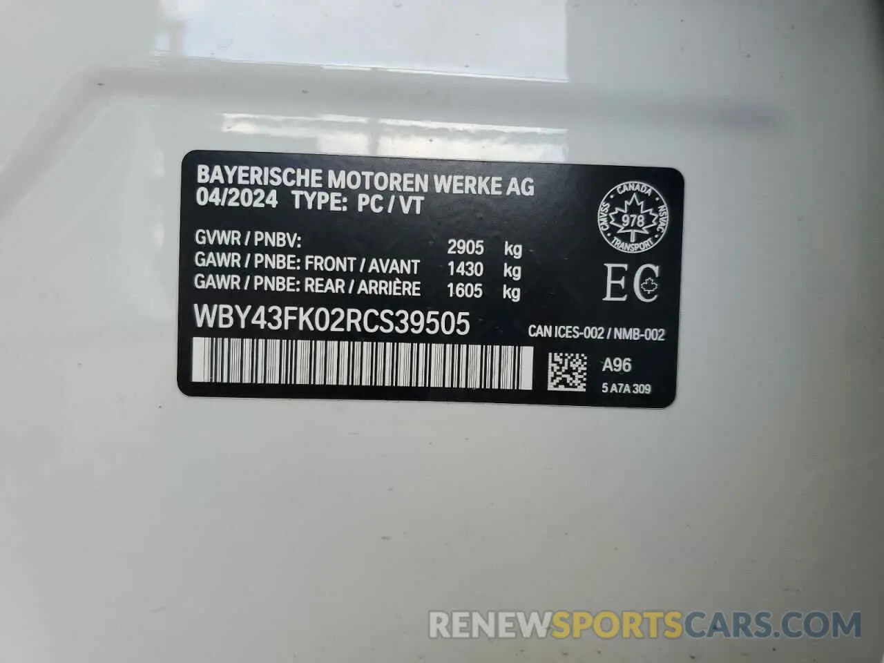12 fotografías del automóvil dañado WBY43FK02RCS39505 BMW I5 M60 2024