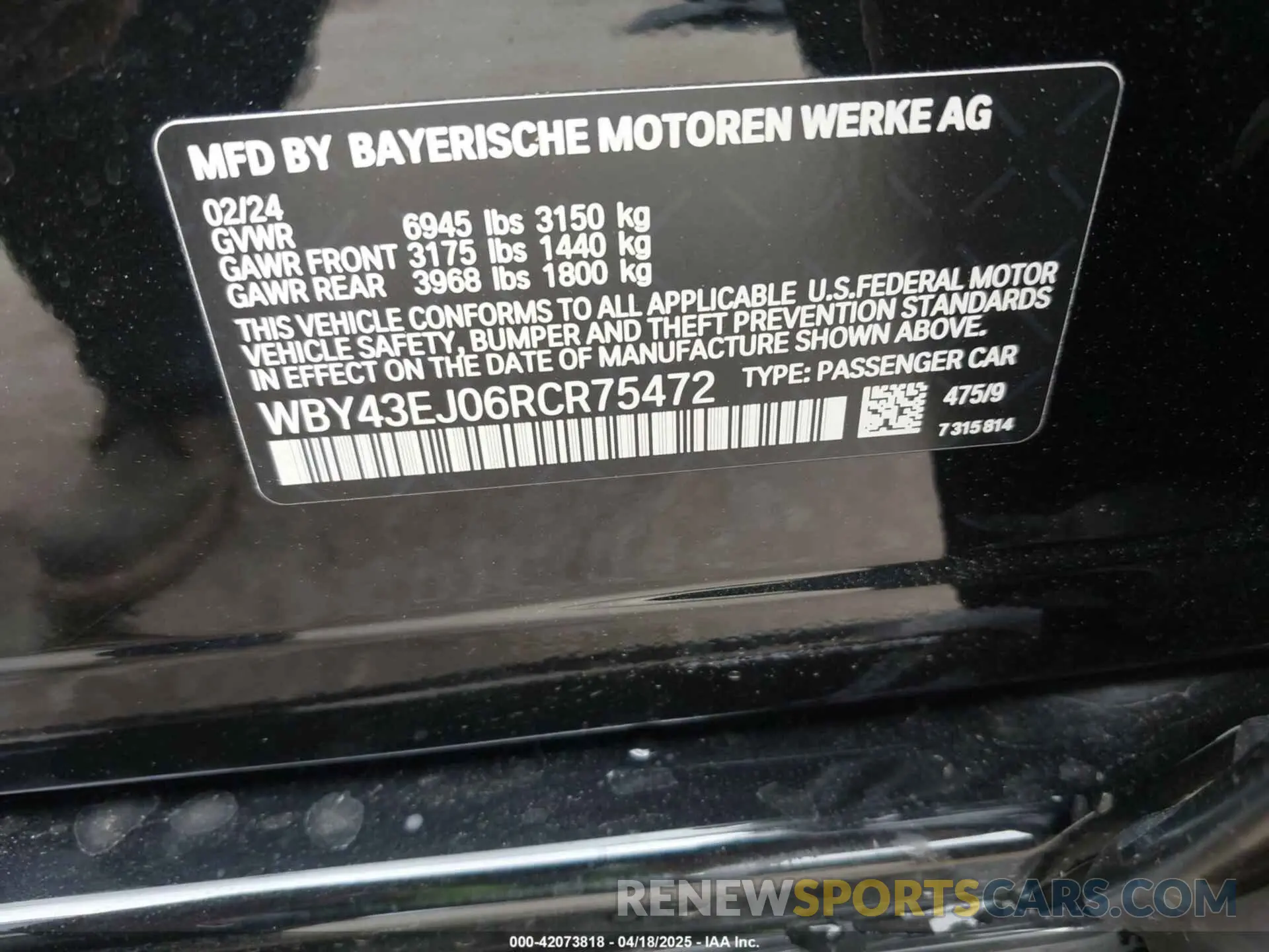 9 fotografías del automóvil dañado WBY43EJ06RCR75472 BMW I7 2024