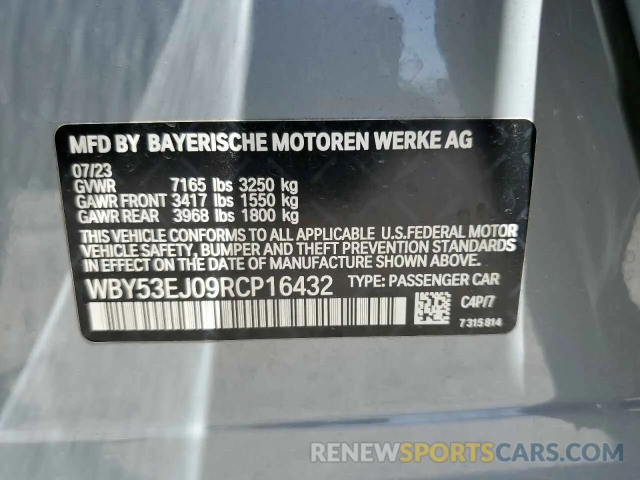 13 fotografías del automóvil dañado WBY53EJ09RCP16432 BMW I7 XDRIVE6 2024