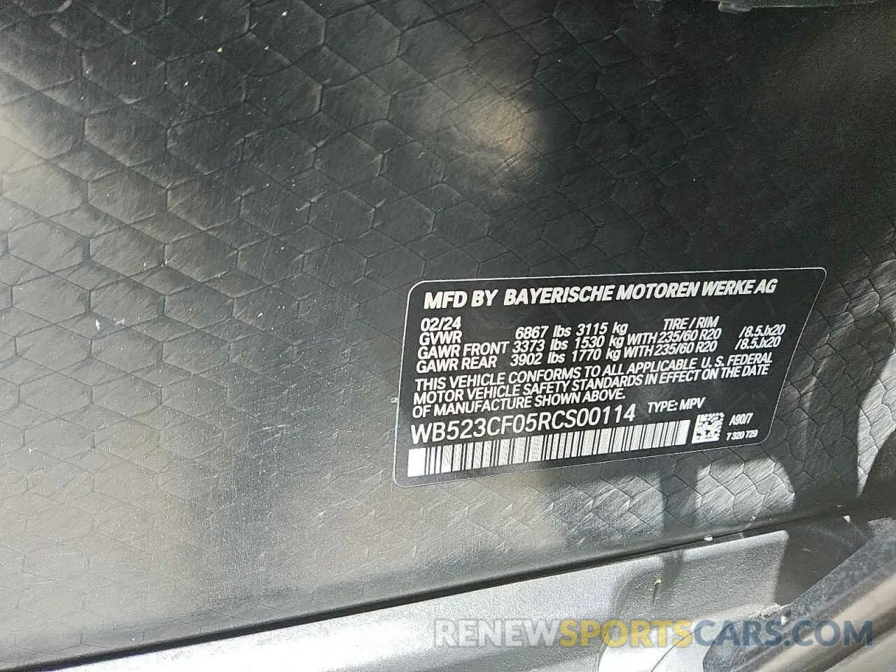 12 fotografías del automóvil dañado WB523CF05RCS00114 BMW IX XDRIVE5 2024