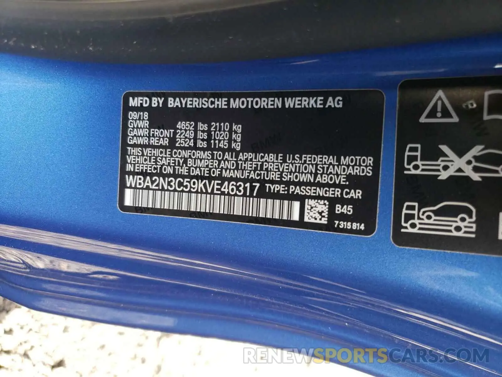 10 fotografías del automóvil dañado WBA2N3C59KVE46317 BMW M2 2019
