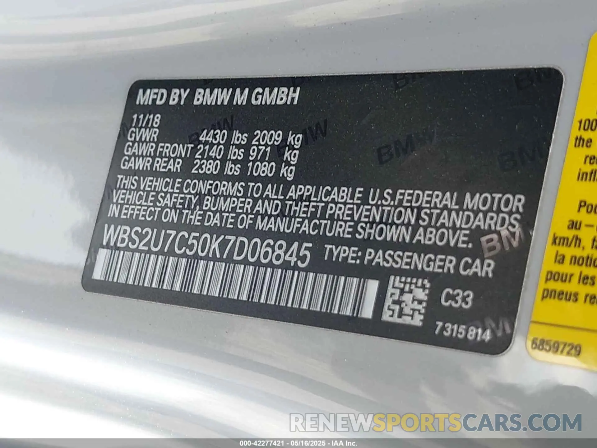 9 fotografías del automóvil dañado WBS2U7C50K7D06845 BMW M2 2019