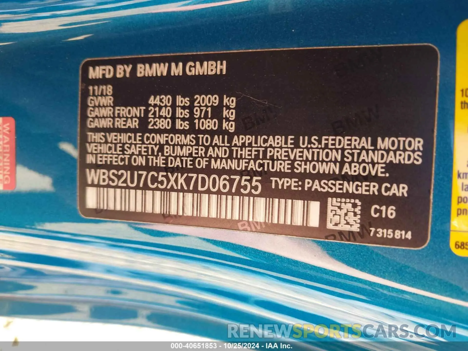 9 fotografías del automóvil dañado WBS2U7C5XK7D06755 BMW M2 2019