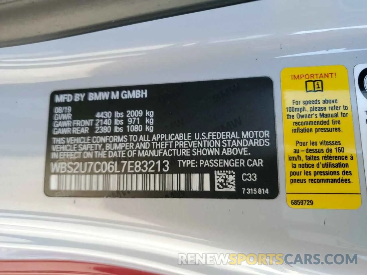 12 fotografías del automóvil dañado WBS2U7C06L7E83213 BMW M2 2020