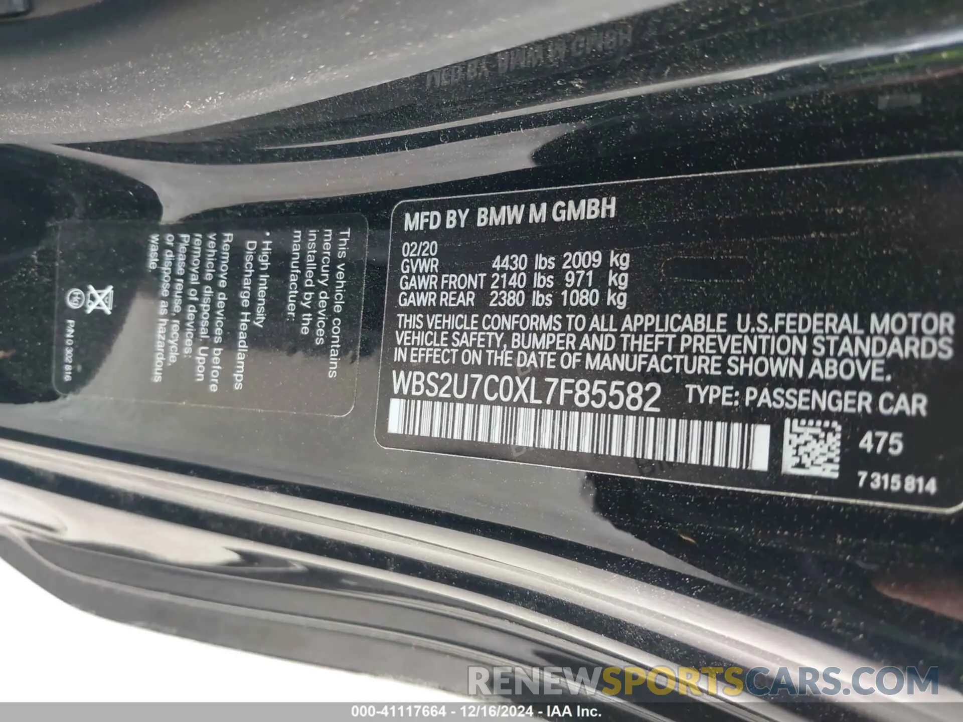 9 fotografías del automóvil dañado WBS2U7C0XL7F85582 BMW M2 2020