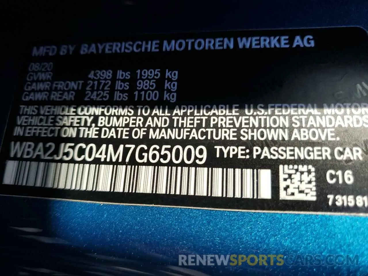 12 fotografías del automóvil dañado WBA2J5C04M7G65009 BMW M2 2021