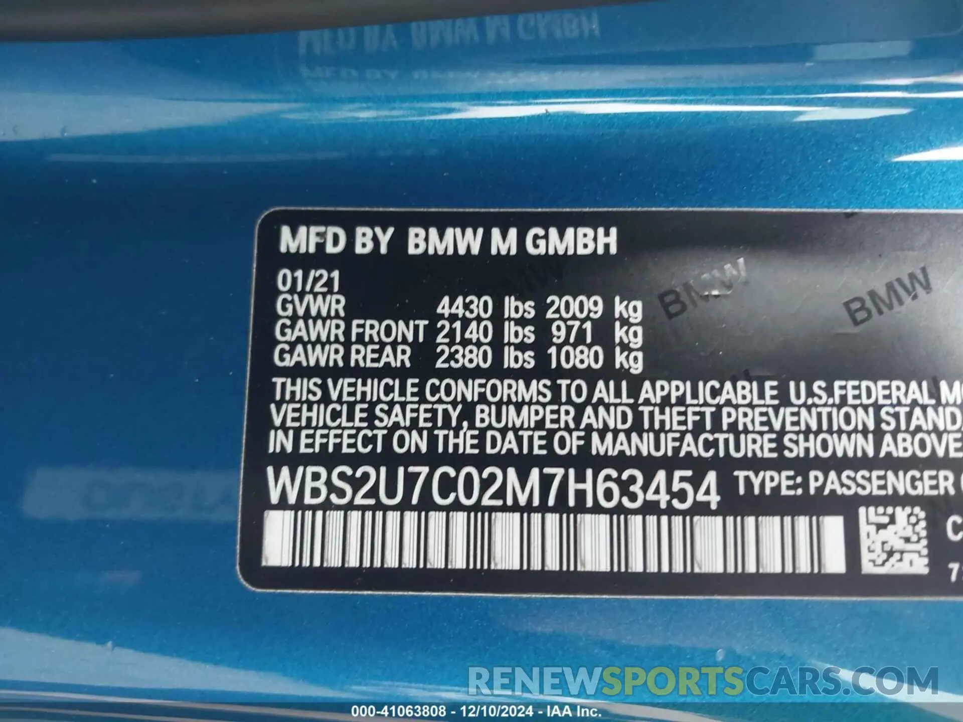 9 fotografías del automóvil dañado WBS2U7C02M7H63454 BMW M2 2021