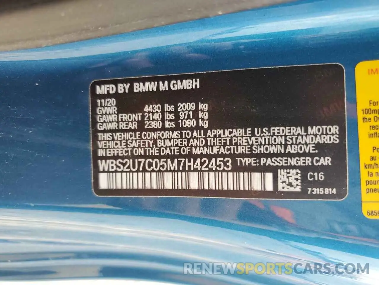 13 fotografías del automóvil dañado WBS2U7C05M7H42453 BMW M2 2021