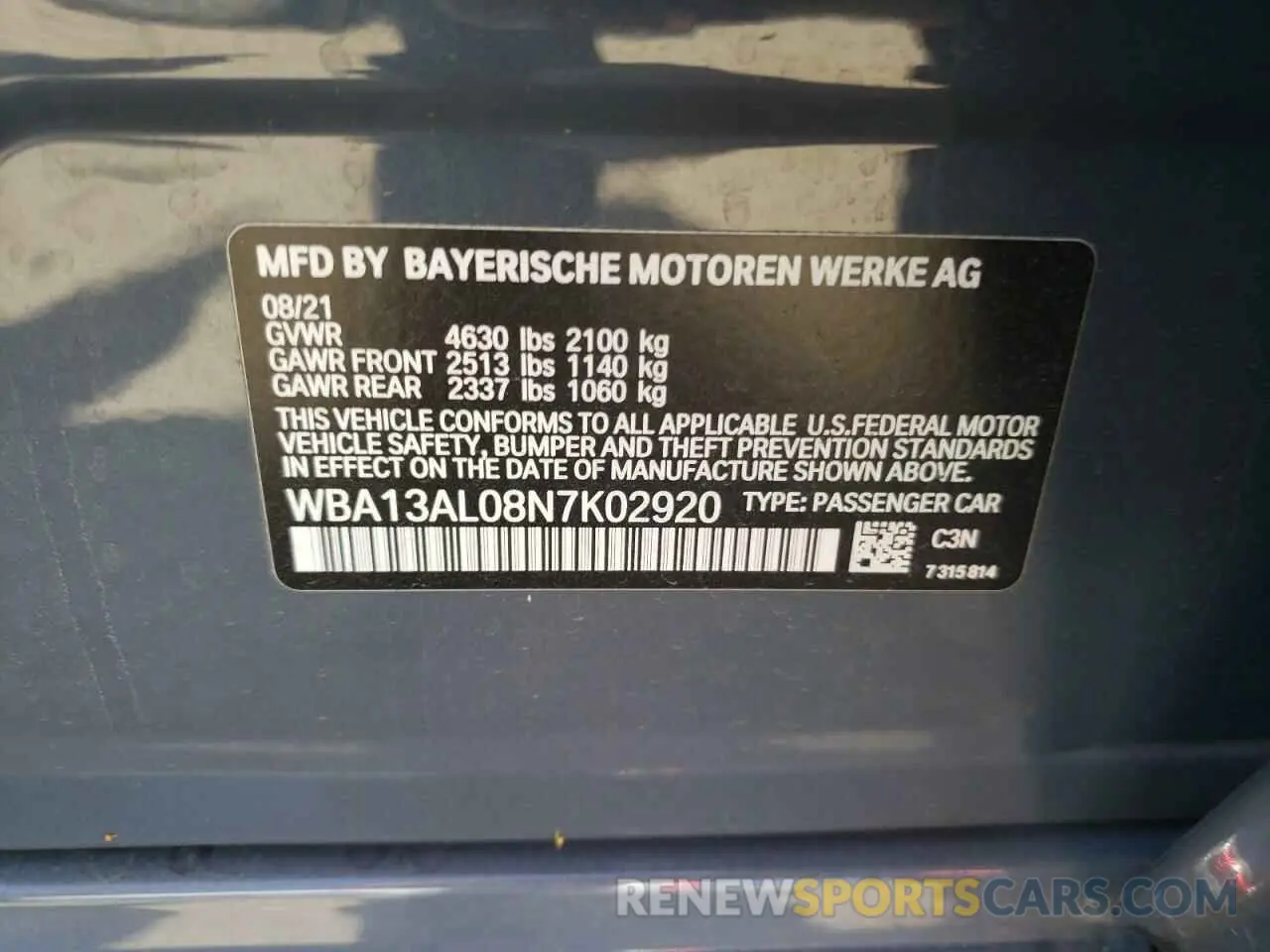 10 fotografías del automóvil dañado WBA13AL08N7K02920 BMW M2 2022