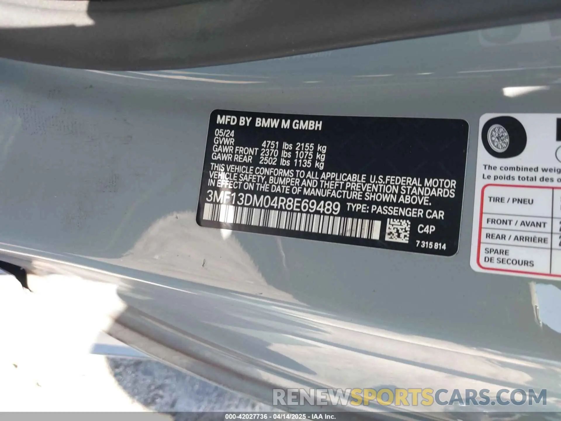 9 fotografías del automóvil dañado 3MF13DM04R8E69489 BMW M2 2024
