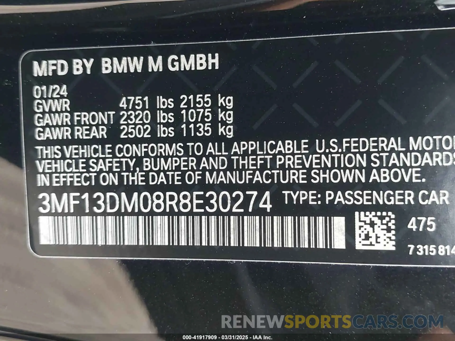 9 fotografías del automóvil dañado 3MF13DM08R8E30274 BMW M2 2024