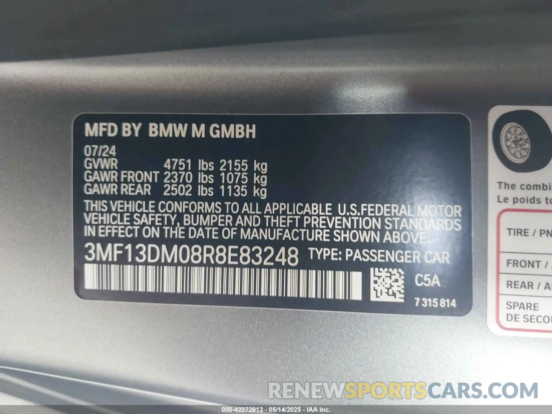 9 fotografías del automóvil dañado 3MF13DM08R8E83248 BMW M2 2024