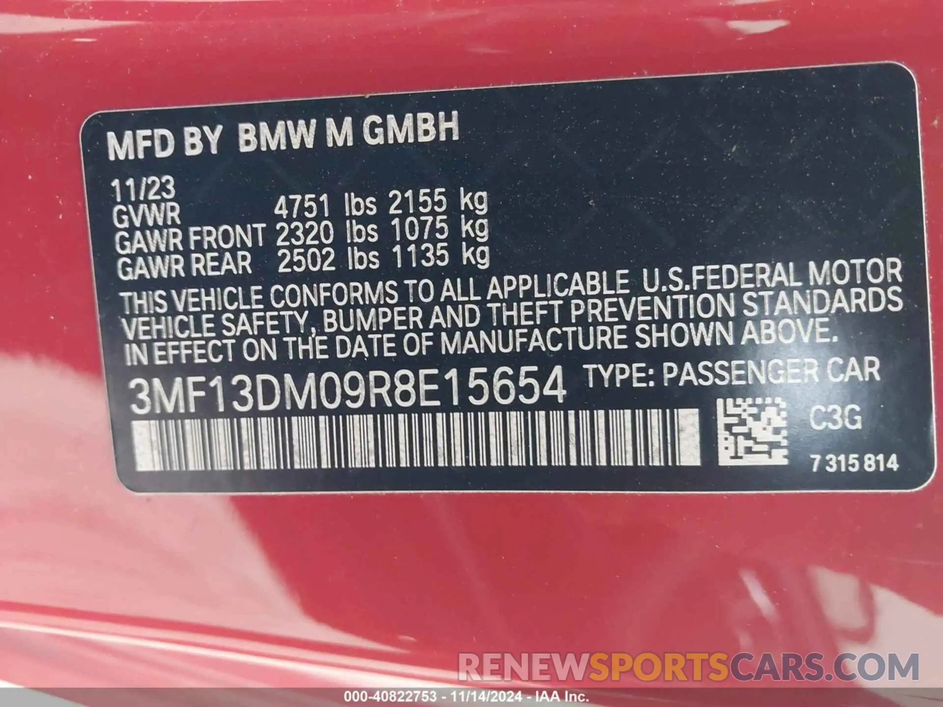 9 fotografías del automóvil dañado 3MF13DM09R8E15654 BMW M2 2024