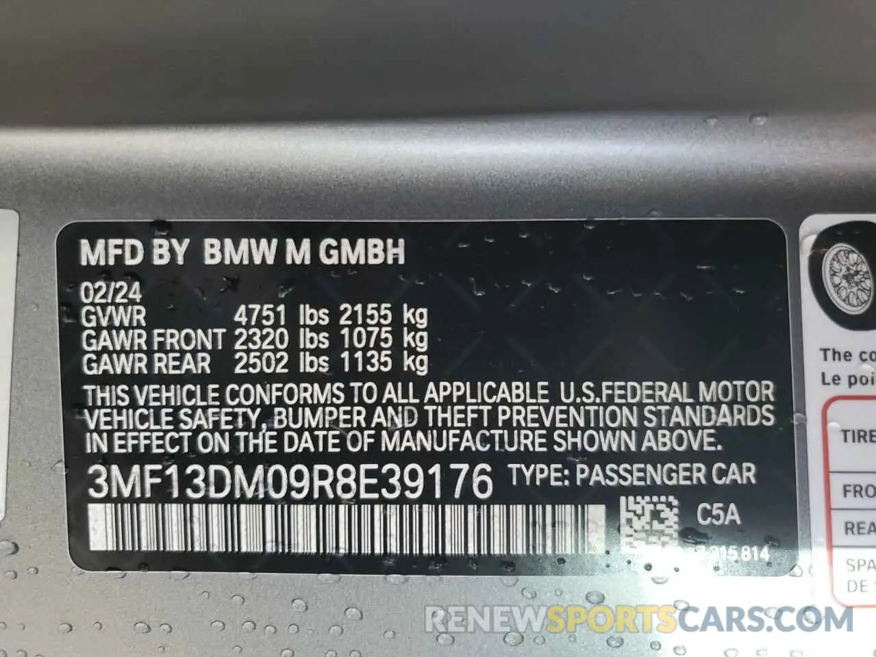 14 fotografías del automóvil dañado 3MF13DM09R8E39176 BMW M2 2024