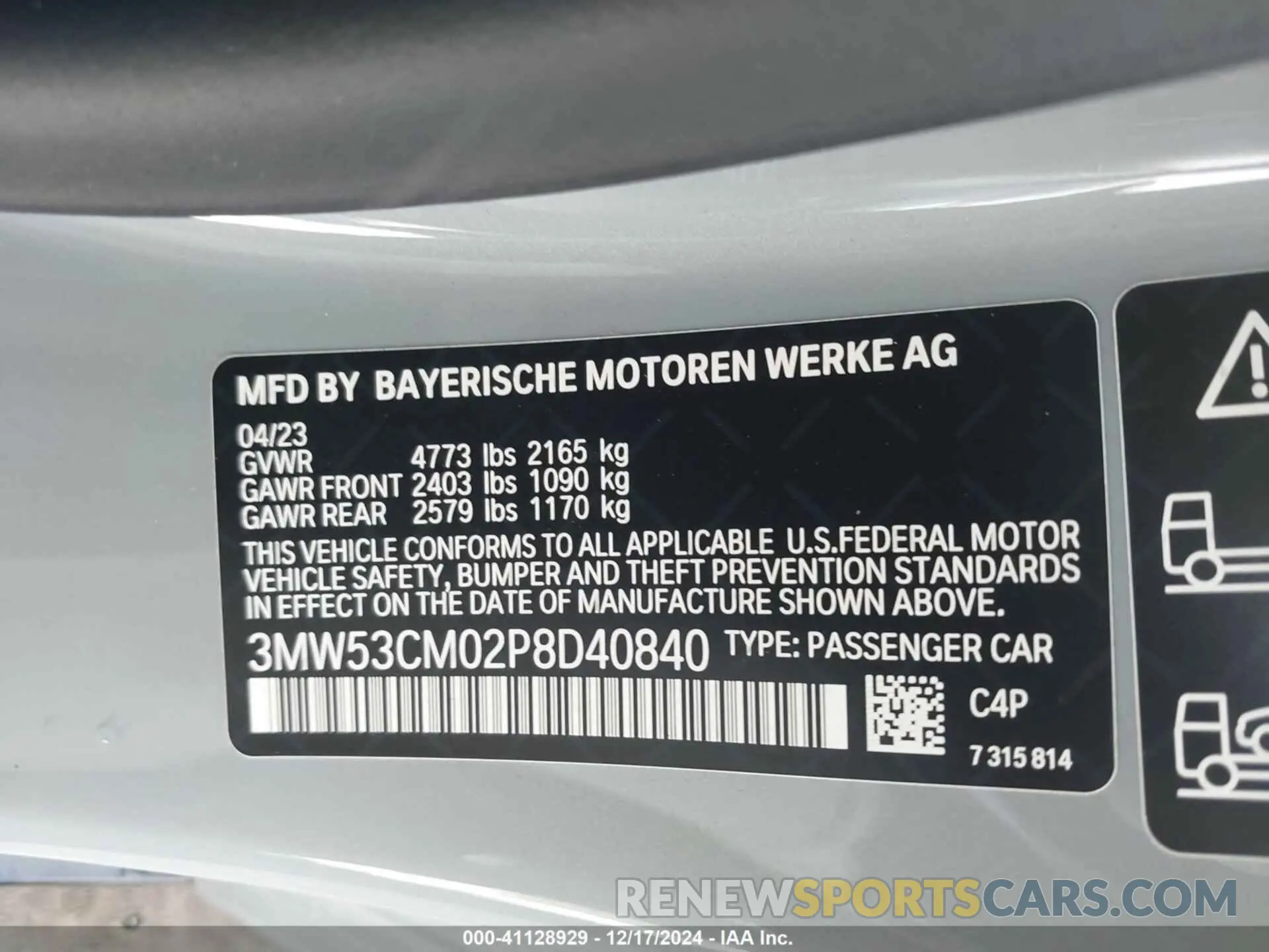 9 fotografías del automóvil dañado 3MW53CM02P8D40840 BMW M240 2023