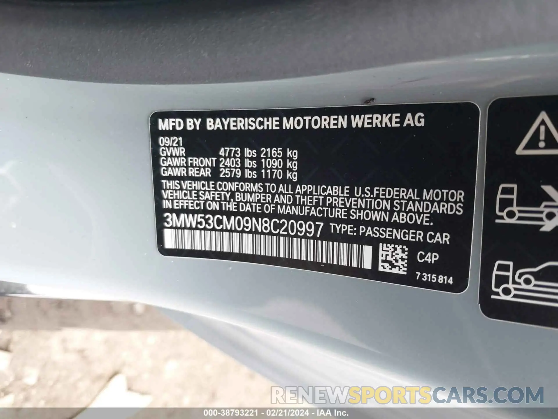 9 fotografías del automóvil dañado 3MW53CM09N8C20997 BMW M240I 2022