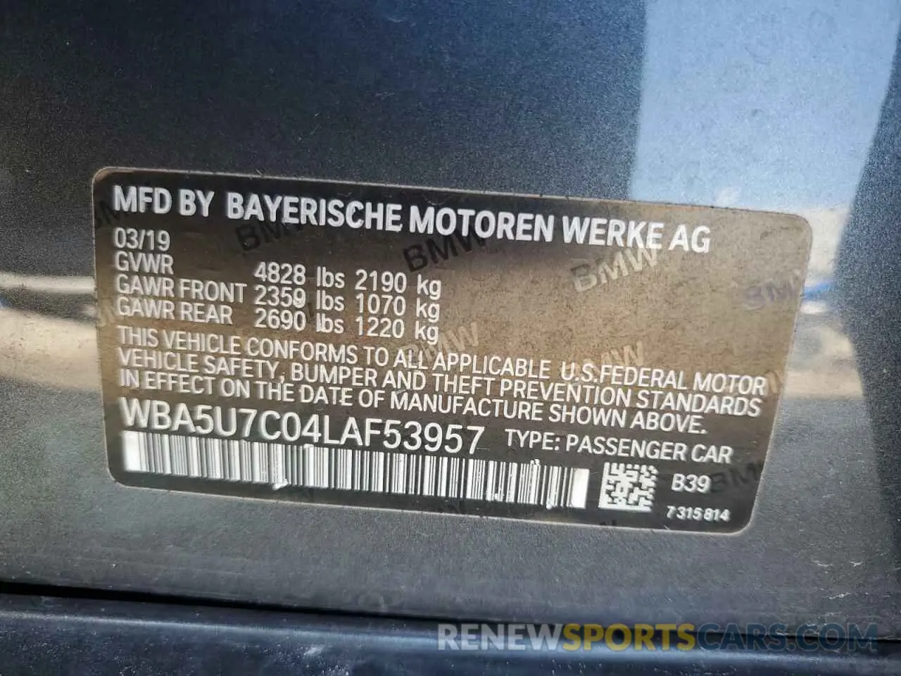 12 fotografías del automóvil dañado WBA5U7C04LAF53957 BMW M3 2020