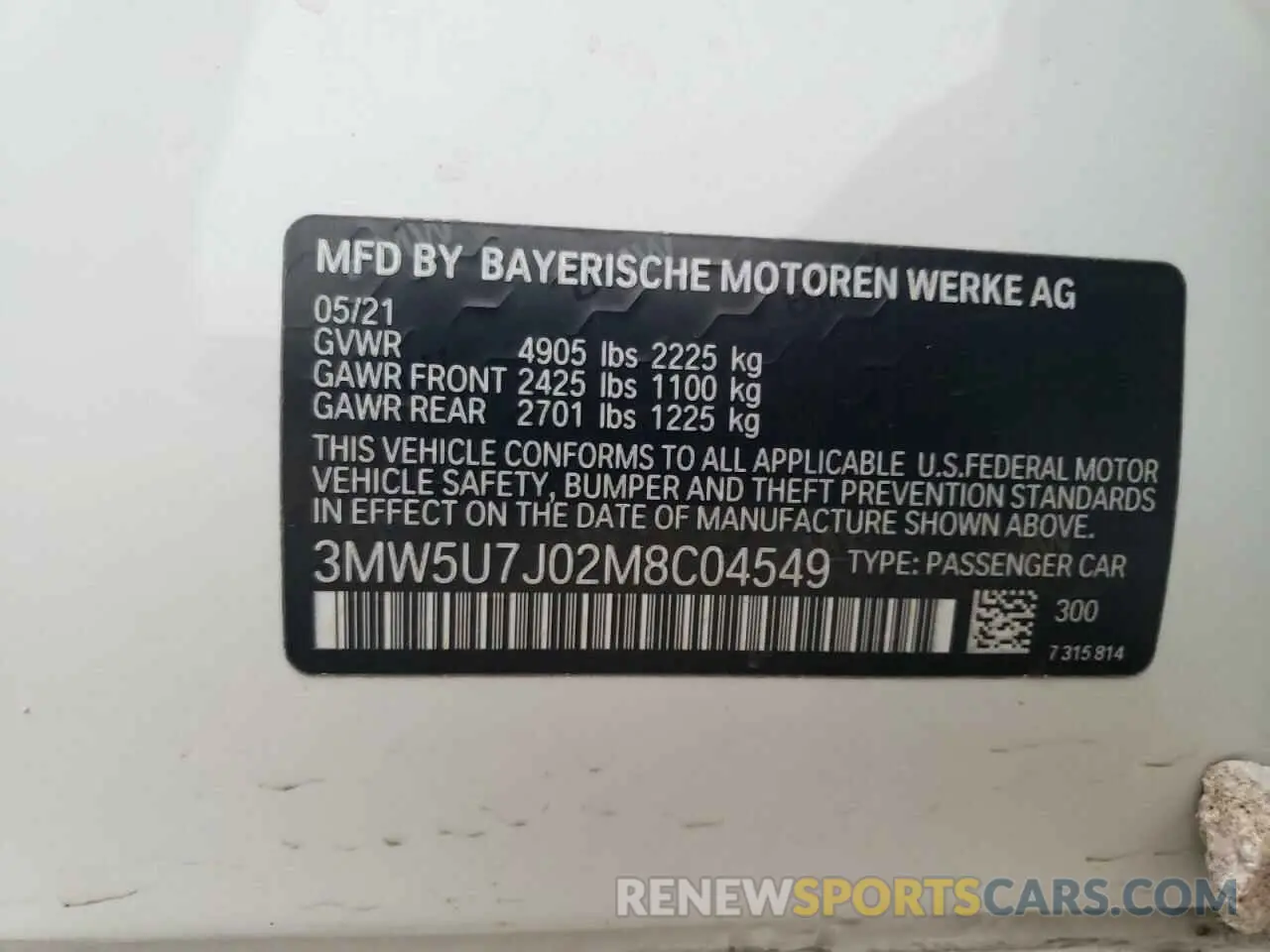 12 fotografías del automóvil dañado 3MW5U7J02M8C04549 BMW M3 2021