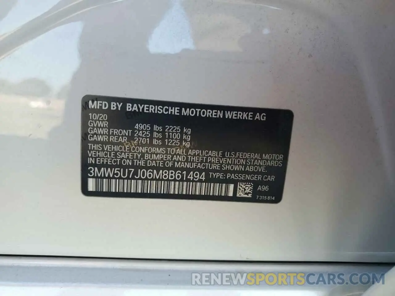 12 fotografías del automóvil dañado 3MW5U7J06M8B61494 BMW M3 2021