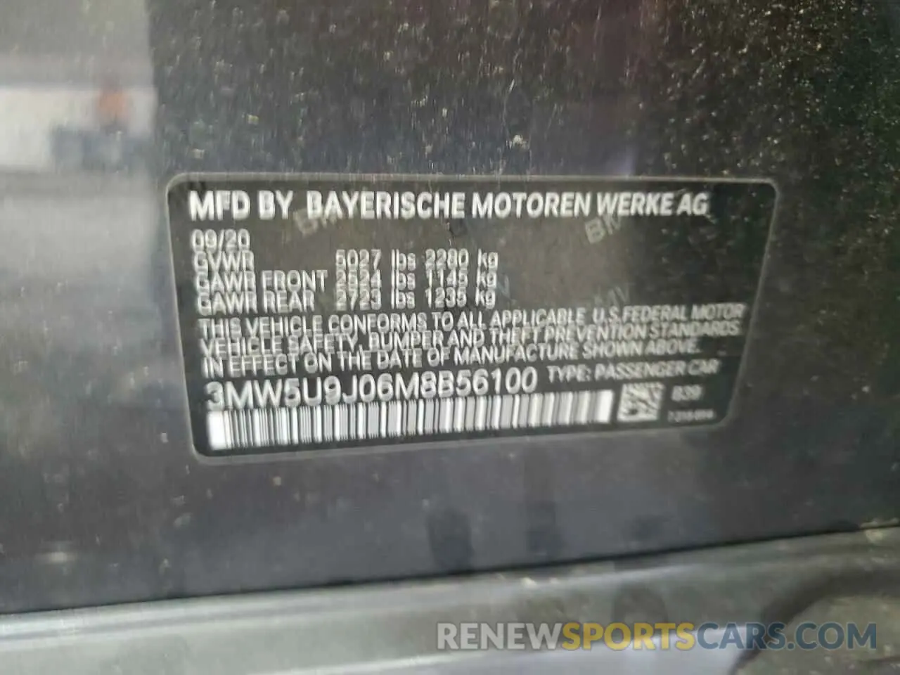 12 fotografías del automóvil dañado 3MW5U9J06M8B56100 BMW M3 2021